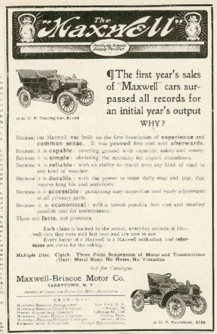 1906 Maxwell Auto Advertising